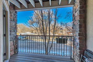 View of snow covered deck