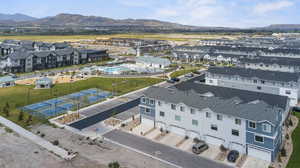 Aerial view featuring a mountain view