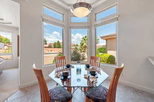 View of tiled dining space