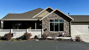 View of front of home with a garage