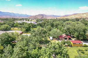 Drone / aerial view with a mountain view