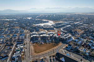 Drone / aerial view featuring a mountain view