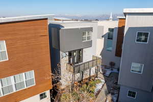 View of home's exterior with a mountain view