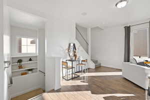 Interior space with hardwood / wood-style floors