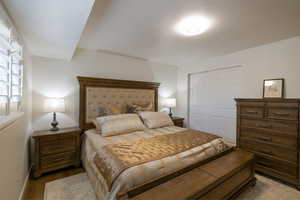 Primary Bedroom featuring light hardwood / wood-style flooring and a closet