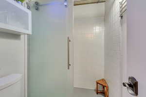 Bathroom with toilet and modern shower