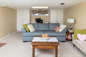 View of carpeted living room