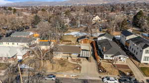 Drone / aerial view featuring a mountain view