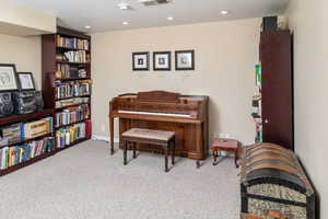 Miscellaneous room featuring light colored carpet