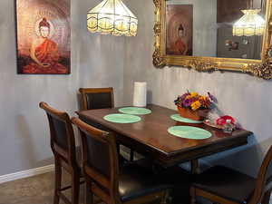 View of tiled dining room