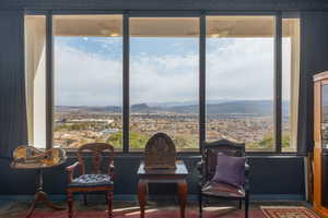 Living area with a mountain view