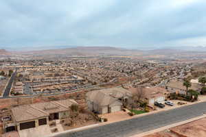 Aerial view featuring a mountain view