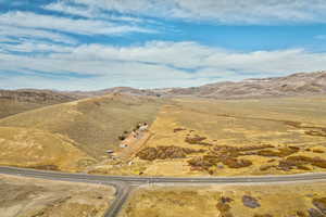 Aerial view featuring a mountain view