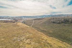 Aerial view with a mountain view