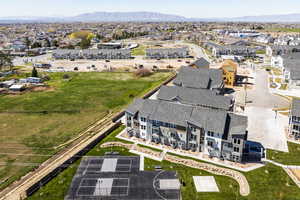 Aerial view featuring a mountain view