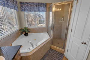 Bathroom with plus walk in shower