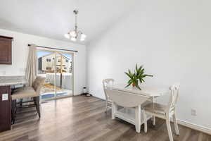 Dining space with sliding glass door to the backyard.