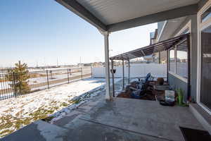 View of snow covered patio