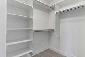 Spacious closet with carpet floors