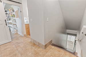 Bathroom with tile patterned floors