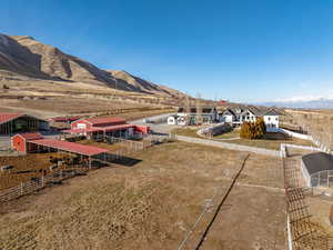 Drone / aerial view featuring a mountain view