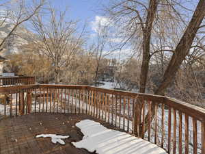 View of snow covered deck