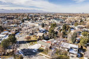 Drone / aerial view with a mountain view