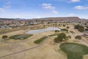 Bird's eye view featuring a water and mountain view