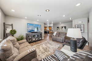 Living room featuring light hardwood / wood-style floors