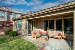 View of patio / terrace featuring a fire pit