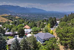 Drone / aerial view with a mountain view