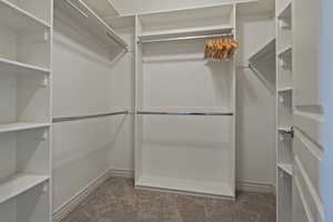 Spacious closet featuring carpet floors