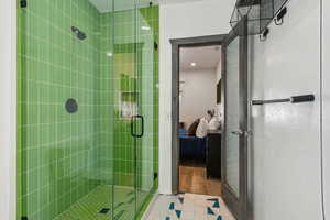 Bathroom featuring an enclosed shower