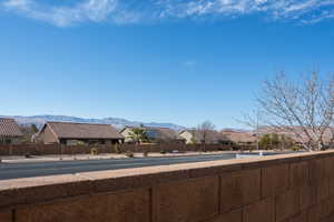 Exterior space featuring a mountain view