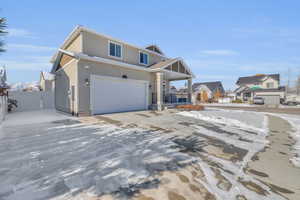 Front facade with a garage