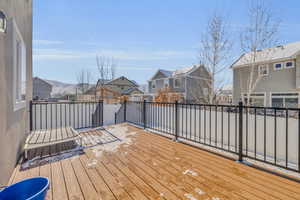 Wooden terrace with a mountain view