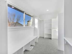 Walk in master bedroom closet