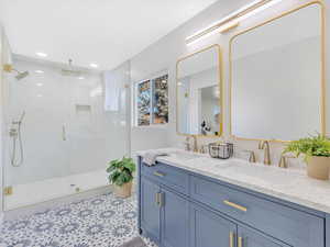 Master bathroom with a double sink vanity