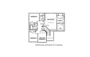 Upper Level Floor Plan- Notice 4th Bedroom Optional