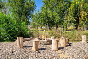 View of patio / terrace featuring a fire pit