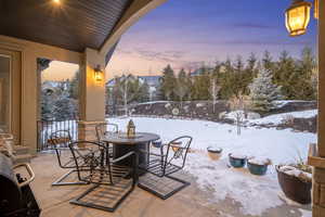 View of snow covered patio