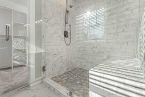 Bathroom with an enclosed shower