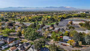 Aerial view featuring a mountain view