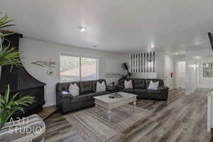 Living room featuring hardwood / wood-style floors