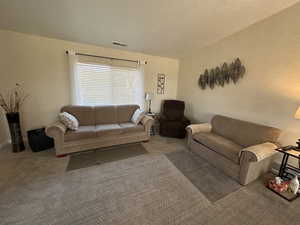 Living room featuring carpet flooring