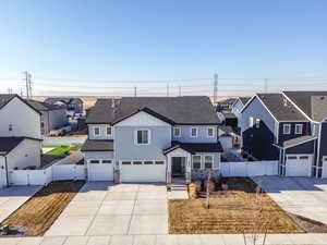 View of front of home with a garage