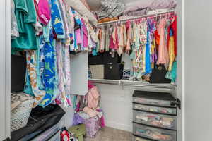 Spacious closet with carpet flooring