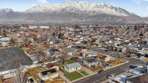 Aerial view featuring a mountain view