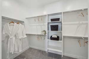 Spacious closet with carpet