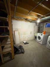 Basement featuring separate washer and dryer